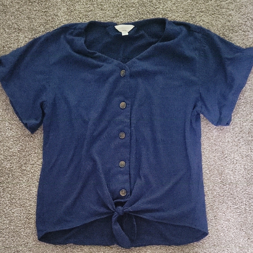 Vintage Navy Button-Up Women's Top